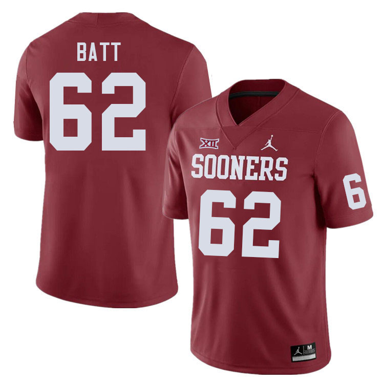 Oklahoma Sooners #62 Drew Batt College Football Jerseys Stitched Sale-Crimson